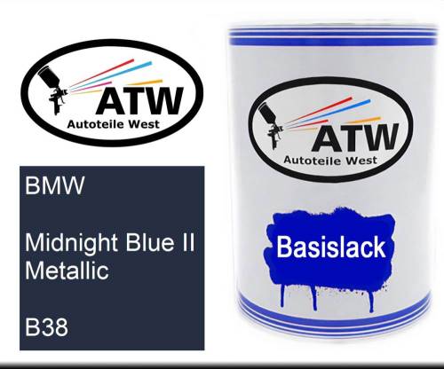 BMW, Midnight Blue II Metallic, B38: 500ml Lackdose, von ATW Autoteile West.